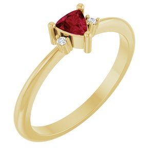 14K Yellow Gold Natural Ruby & .015 CTW Natural Diamond Ring