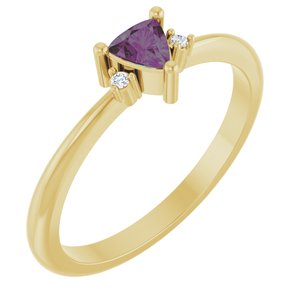 14K Yellow Gold Lab-Grown Alexandrite & .015 CTW Natural Diamond Ring