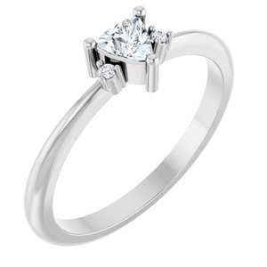 14K White Gold Natural White Sapphire & .015 CTW Natural Diamond Ring