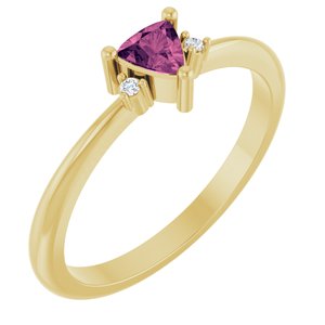14K Yellow Gold Natural Pink Tourmaline & .015 CTW Natural Diamond Ring