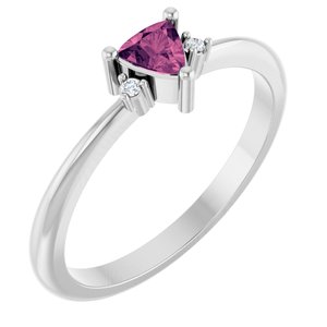 Sterling Silver Natural Pink Tourmaline & .015 CTW Natural Diamond Ring