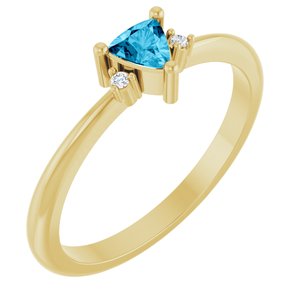 14K Yellow Gold Natural Aquamarine & .015 CTW Natural Diamond Ring