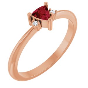 14K Rose Gold Lab-Grown Ruby & .015 CTW Natural Diamond Ring
