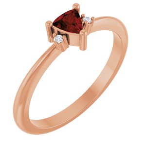 14K Rose Gold Natural Mozambique Garnet & .015 CTW Natural Diamond Ring