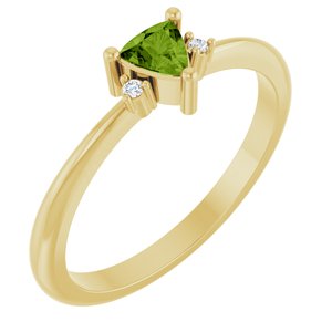 14K Yellow Gold Natural Peridot & .015 CTW Natural Diamond Ring