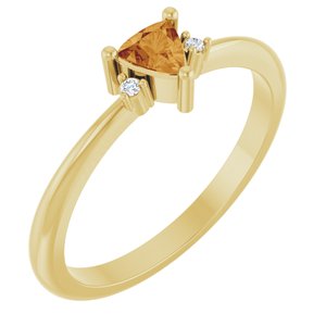14K Yellow Gold Natural Citrine & .015 CTW Natural Diamond Ring