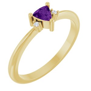 14K Yellow Gold Natural Amethyst & .015 CTW Natural Diamond Ring