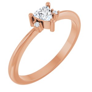 14K Rose Gold Natural White Sapphire & .015 CTW Natural Diamond Ring