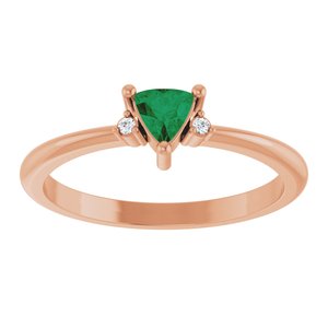 14K Rose Gold Natural Emerald & .015 CTW Natural Diamond Ring