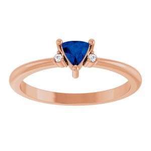 14K Rose Gold Lab-Grown Blue Sapphire & .015 CTW Natural Diamond Ring