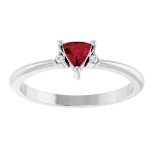 Platinum Lab-Grown Ruby & .015 CTW Natural Diamond Ring