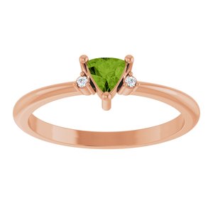 14K Rose Gold Natural Peridot & .015 CTW Natural Diamond Ring