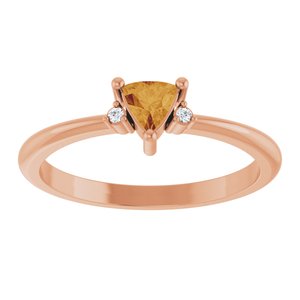 14K Rose Gold Natural Citrine & .015 CTW Natural Diamond Ring