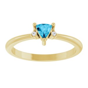 14K Yellow Gold Natural Aquamarine & .015 CTW Natural Diamond Ring
