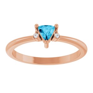 14K Rose Gold Natural Aquamarine & .015 CTW Natural Diamond Ring