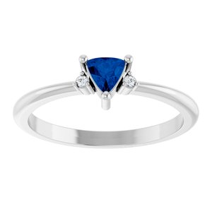 14K White Gold Natural Blue Sapphire & .015 CTW Natural Diamond Ring
