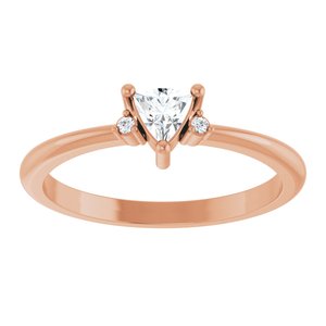 14K Rose Gold Natural White Sapphire & .015 CTW Natural Diamond Ring