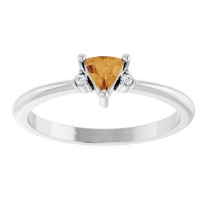 Sterling Silver Natural Citrine & .015 CTW Natural Diamond Ring