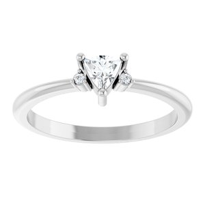 14K White Gold Natural White Sapphire & .015 CTW Natural Diamond Ring