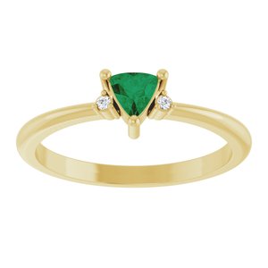14K Yellow Gold Natural Emerald & .015 CTW Natural Diamond Ring