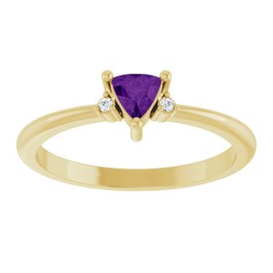 14K Yellow Gold Natural Amethyst & .015 CTW Natural Diamond Ring