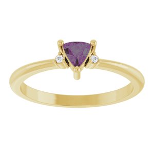 14K Yellow Gold Lab-Grown Alexandrite & .015 CTW Natural Diamond Ring