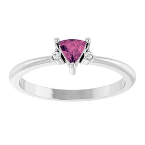 14K White Gold Natural Pink Tourmaline & .015 CTW Natural Diamond Ring