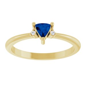 14K Yellow Gold Natural Blue Sapphire & .015 CTW Natural Diamond Ring