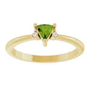 14K Yellow Gold Natural Peridot & .015 CTW Natural Diamond Ring