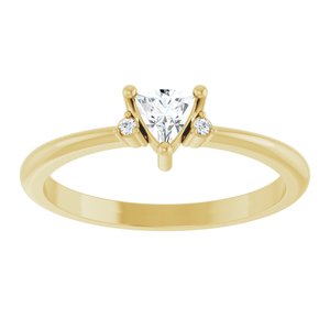 14K Yellow Gold Natural White Sapphire & .015 CTW Natural Diamond Ring