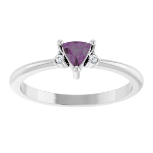 Sterling Silver Lab-Grown Alexandrite & .015 CTW Natural Diamond Ring