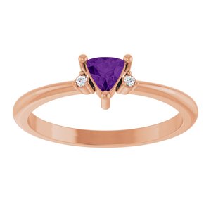 14K Rose Gold Natural Amethyst & .015 CTW Natural Diamond Ring