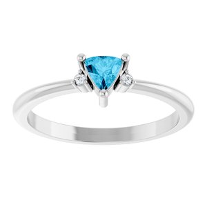 14K White Gold Natural Aquamarine & .015 CTW Natural Diamond Ring
