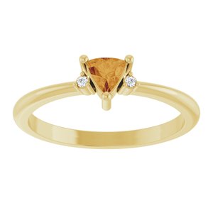 14K Yellow Gold Natural Citrine & .015 CTW Natural Diamond Ring