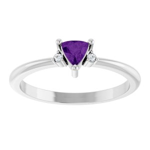 Sterling Silver Natural Amethyst & .015 CTW Natural Diamond Ring