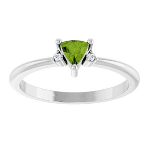 Platinum Natural Peridot & .015 CTW Natural Diamond Ring