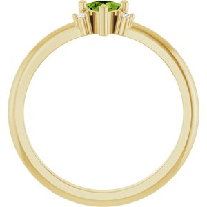 14K Yellow Gold Natural Peridot & .015 CTW Natural Diamond Ring