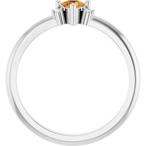 Sterling Silver Natural Citrine & .015 CTW Natural Diamond Ring