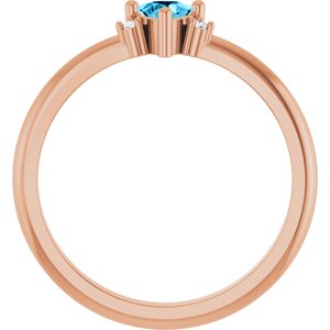 14K Rose Gold Natural Aquamarine & .015 CTW Natural Diamond Ring