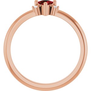 14K Rose Gold Natural Mozambique Garnet & .015 CTW Natural Diamond Ring