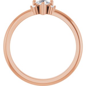 14K Rose Gold Natural White Sapphire & .015 CTW Natural Diamond Ring