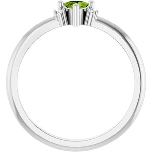 14K White Gold Natural Peridot & .015 CTW Natural Diamond Ring