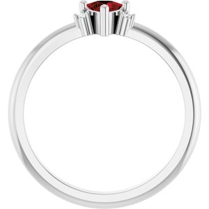 Platinum Natural Mozambique Garnet & .015 CTW Natural Diamond Ring