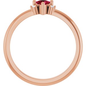 14K Rose Gold Lab-Grown Ruby & .015 CTW Natural Diamond Ring