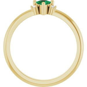 14K Yellow Gold Natural Emerald & .015 CTW Natural Diamond Ring