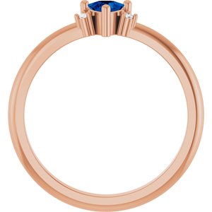 14K Rose Gold Lab-Grown Blue Sapphire & .015 CTW Natural Diamond Ring