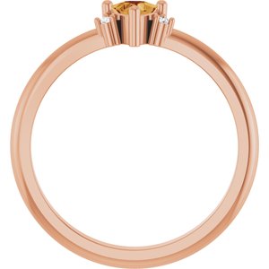 14K Rose Gold Natural Citrine & .015 CTW Natural Diamond Ring