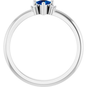 Sterling Silver Natural Blue Sapphire & .015 CTW Natural Diamond Ring