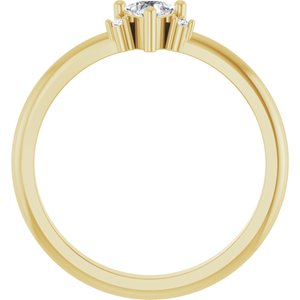 14K Yellow Gold Natural White Sapphire & .015 CTW Natural Diamond Ring