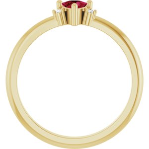 14K Yellow Gold Natural Ruby & .015 CTW Natural Diamond Ring